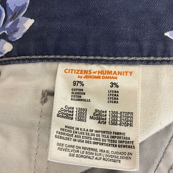 Citizens of Humanity Blue Floral Mandy High Waisted Retro Slim Roll Up Jeans 32 - Picture 11 of 13